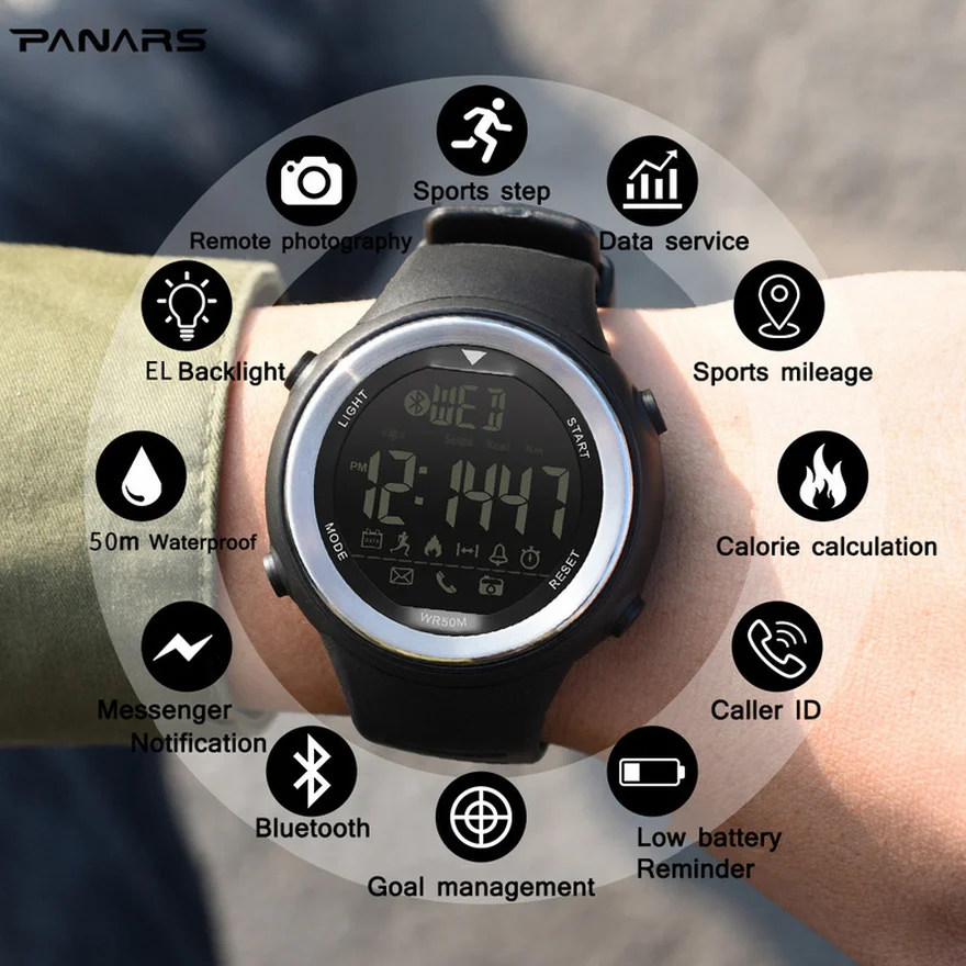 Men Sport Smart Watch Professional 5ATM Waterproof Call Reminder Remote Camera Information Digital Clock SmartWatch For Android
Men Sport Smart Watch Professional 5ATM Waterproof Call Reminder Remote Camera Information Digital Clock SmartWatch For Android
