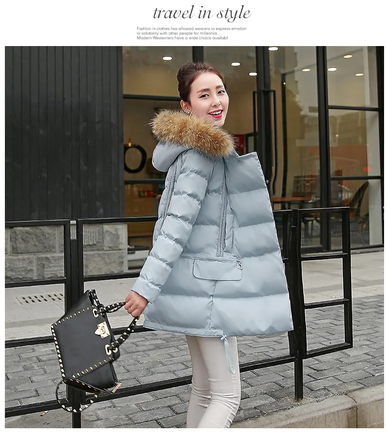 Woman Jacket Winter Parka Pink Coats Padded Long Winter Coat Women Hooded Long Jackets 2018 Korean Ladies Clothing LZ985 (18)