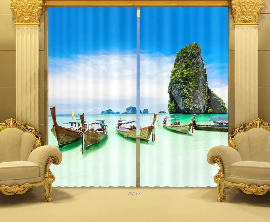 Photo Print stereoscopic 3d Curtains Green Sea and Boat Print 3D Blackout Curtain
Photo Print stereoscopic 3d Curtains Green Sea and Boat Print 3D Blackout Curtain