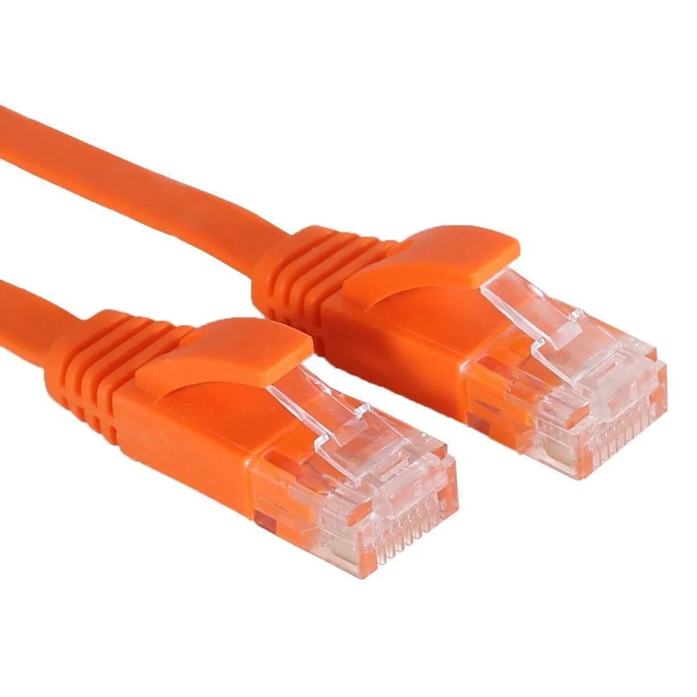 Pure-copper-wire-CAT6-Flat-UTP-Ethernet-Network-Cable-RJ45-Patch-LAN-cable-black-white-orange