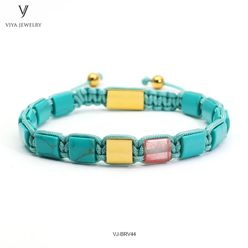 new square beads braided bracelet mens bracelet (3)