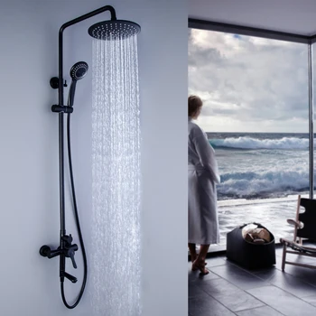 New Style Free shipping 304 Stainless Steel Black Finished Wall Mounted Round Rainfall Shower Set Mixer Valve Faucet with Spout
New Style Free shipping 304 Stainless Steel Black Finished Wall Mounted Round Rainfall Shower Set Mixer Valve Faucet with Spout