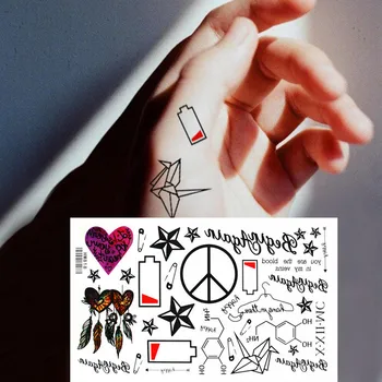 1pcs Colorful Tattoo Battery Heart Words Temporary Tattoo Sticker Body Art Women Tattoo
1pcs Colorful Tattoo Battery Heart Words Temporary Tattoo Sticker Body Art Women Tattoo
