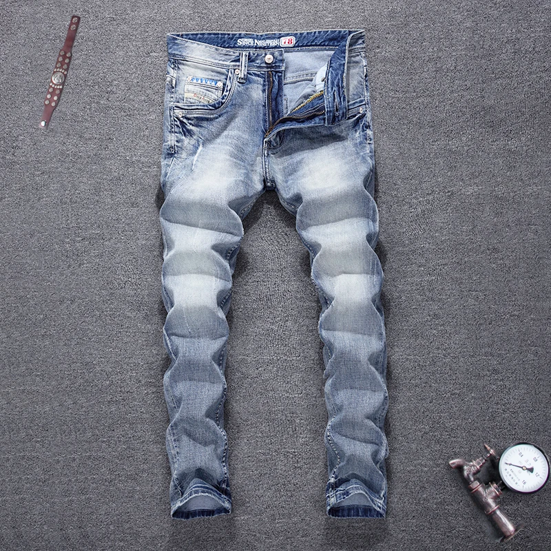 Italian Vintage Designer Men Jeans Slim Fit Elastic Ripped Jeans Men Hip Hop Pants White Wash Fashion Streetwear Classical Jeans
Italian Vintage Designer Men Jeans Slim Fit Elastic Ripped Jeans Men Hip Hop Pants White Wash Fashion Streetwear Classical Jeans
