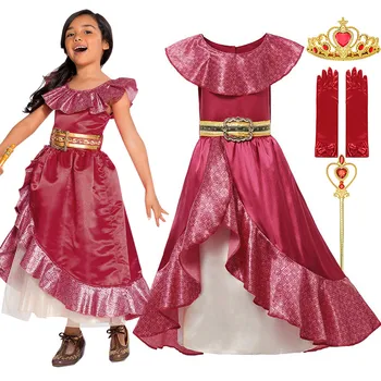 

Elena of Avalor Costume for Kids Princess Dress up Sash Belted Summer Frocks Gown Girls Party Cosplay Easter Carnival Clothing