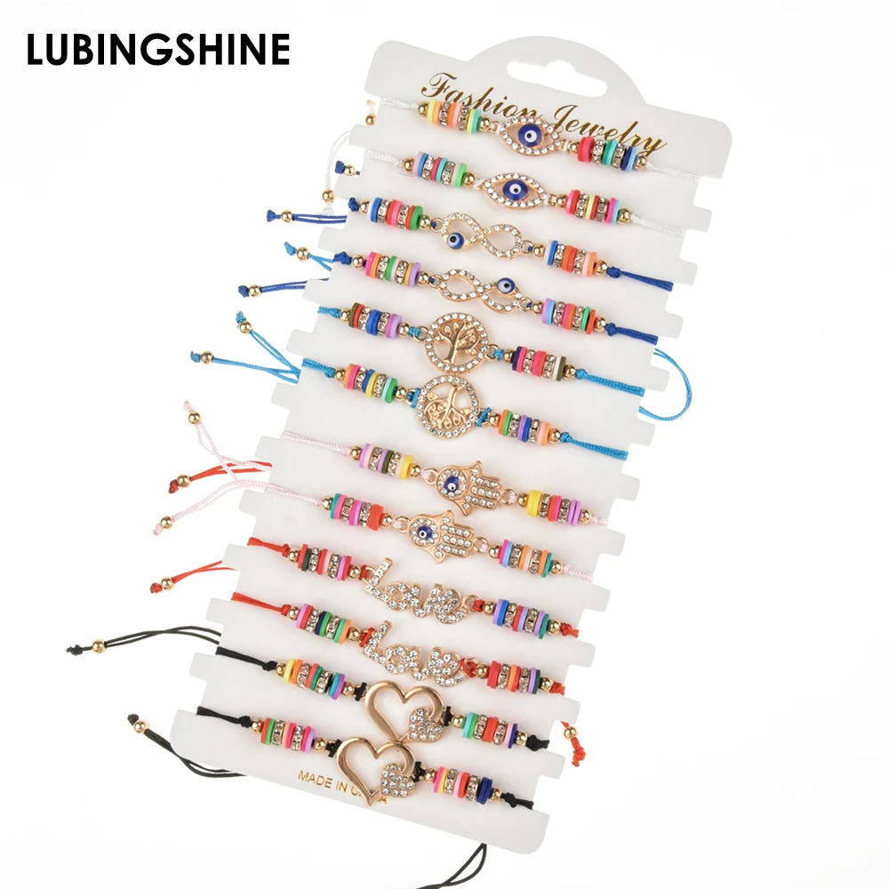 12pcs/Set Handmade Braid Rope Chain Bracelet Set Crystal Palm Evil Eye Charms Bracelet for Women Girl Infinity Love Jewelry
12pcs/Set Handmade Braid Rope Chain Bracelet Set Crystal Palm Evil Eye Charms Bracelet for Women Girl Infinity Love Jewelry
