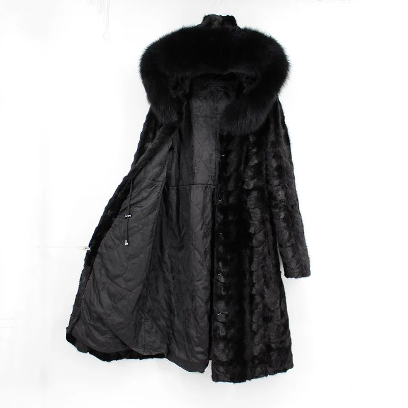 100% genuine natural mink fur coat with hoody long (2)