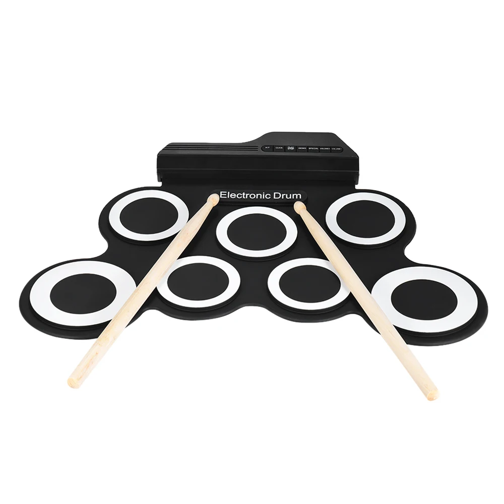 Electronic Roll Up Drum Set Kit 7 Silicon Drum Pads Compact Size USB Powered with Drumsticks Foot Pedals for Practice Beginners
Electronic Roll Up Drum Set Kit 7 Silicon Drum Pads Compact Size USB Powered with Drumsticks Foot Pedals for Practice Beginners