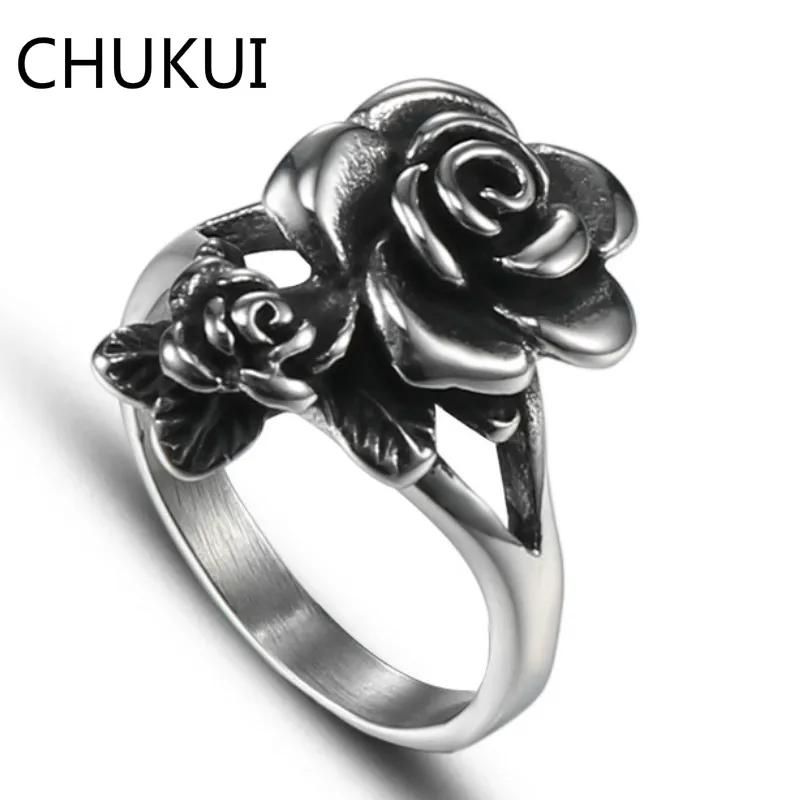 CHUKUI Gothic Vintage Women's Rose Flower Ring Vine Stainless Steel Antique Silver Color Carved Finger Ring Men Women Femininos
CHUKUI Gothic Vintage Women's Rose Flower Ring Vine Stainless Steel Antique Silver Color Carved Finger Ring Men Women Femininos