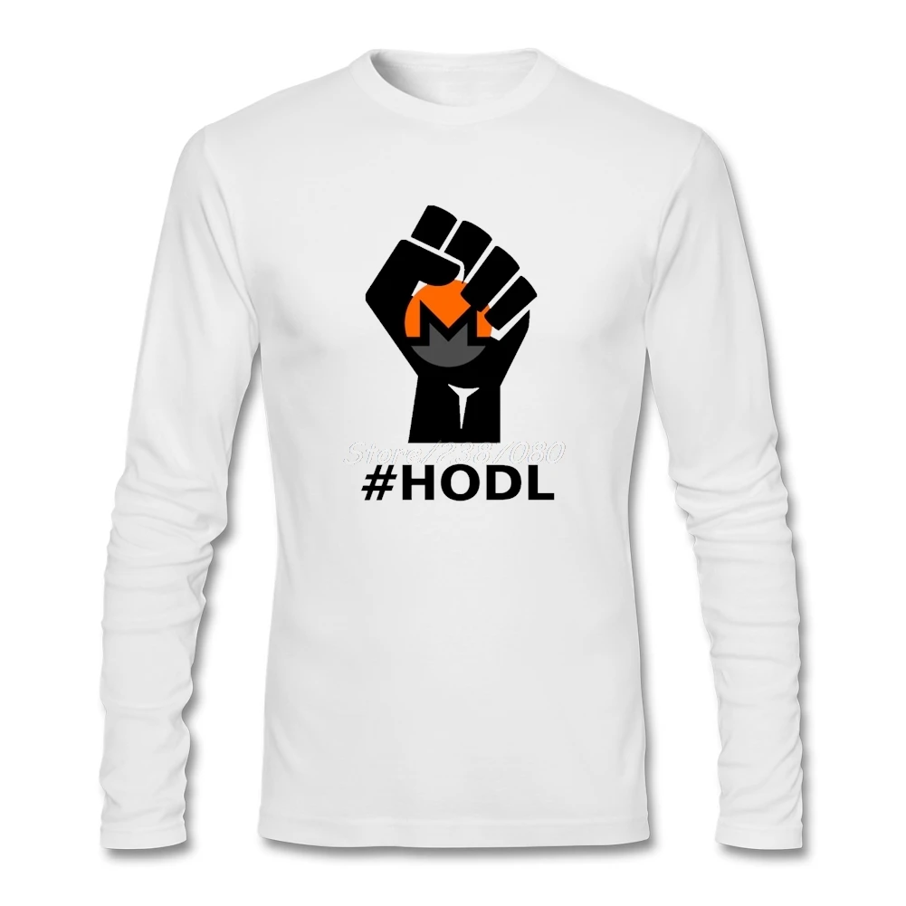 HODL Monero XMR Logo T Shirt Custom Long Sleeve Men 2019 New Kpop Cotton Crewneck Fitness | Мужская одежда