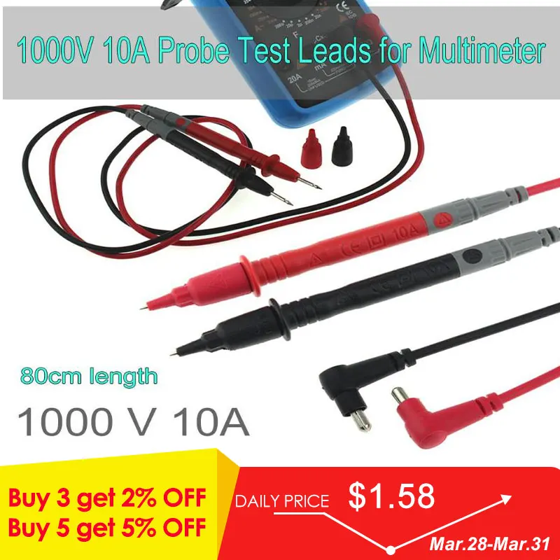 80cm Multimeter Probe Test Leads Pin Measuring Probe Wire Pen 1000V 10A for Multimeter Meter Needle Tip Probe Test Leads Pin
80cm Multimeter Probe Test Leads Pin Measuring Probe Wire Pen 1000V 10A for Multimeter Meter Needle Tip Probe Test Leads Pin