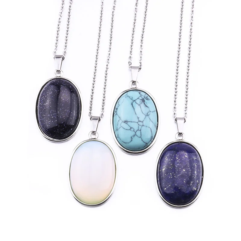 30MM Oval Natural Stone Necklaces Pendants Pink Quartz pink Crystal Tiger Eye Opal Neklace
30MM Oval Natural Stone Necklaces Pendants Pink Quartz pink Crystal Tiger Eye Opal Neklace