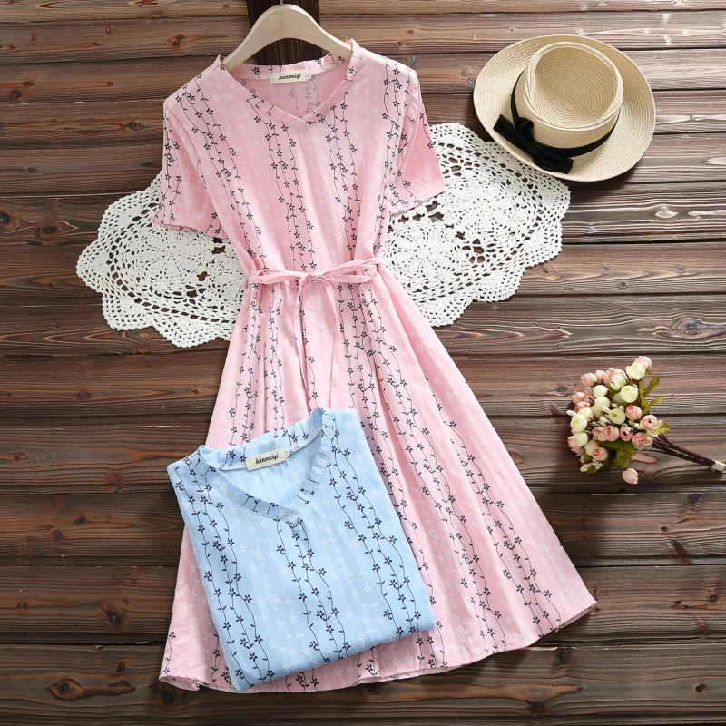 Mori Girl Dress Summer Women Fashion 2019 High Quality Short Sleeve Print Vintage Dress V Neck Pink Sky Blue Dresses Ladies S-XL
Mori Girl Dress Summer Women Fashion 2019 High Quality Short Sleeve Print Vintage Dress V Neck Pink Sky Blue Dresses Ladies S-XL