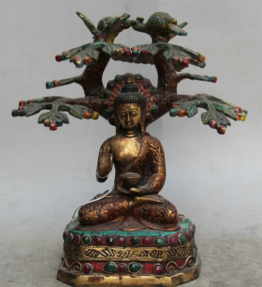 JP S0524 10" Tibet Red Coral turquoise Bronze Gild Bird Shakyamuni Amitabha Buddha Statue (B0328)
JP S0524 10" Tibet Red Coral turquoise Bronze Gild Bird Shakyamuni Amitabha Buddha Statue (B0328)