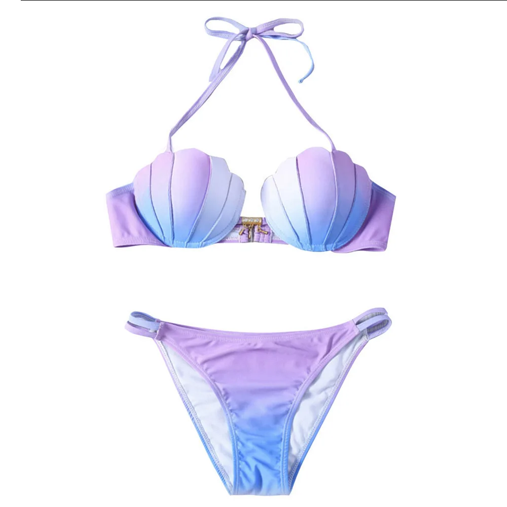 New Women Shell Halter Bikini Set Gradient Color Push Up Swimwear Swimsuit S-L Size
New Women Shell Halter Bikini Set Gradient Color Push Up Swimwear Swimsuit S-L Size