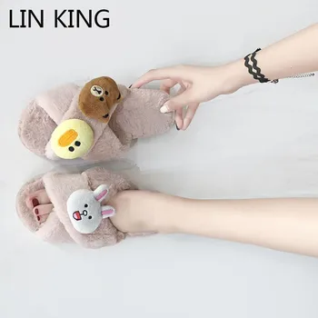 LIN KING Cute Cartoon Women Indoor Slippers With Faux Fur Warm Winter Home Shoes Slip On Slides Anti Slip Flats Shoes Big Size
LIN KING Cute Cartoon Women Indoor Slippers With Faux Fur Warm Winter Home Shoes Slip On Slides Anti Slip Flats Shoes Big Size