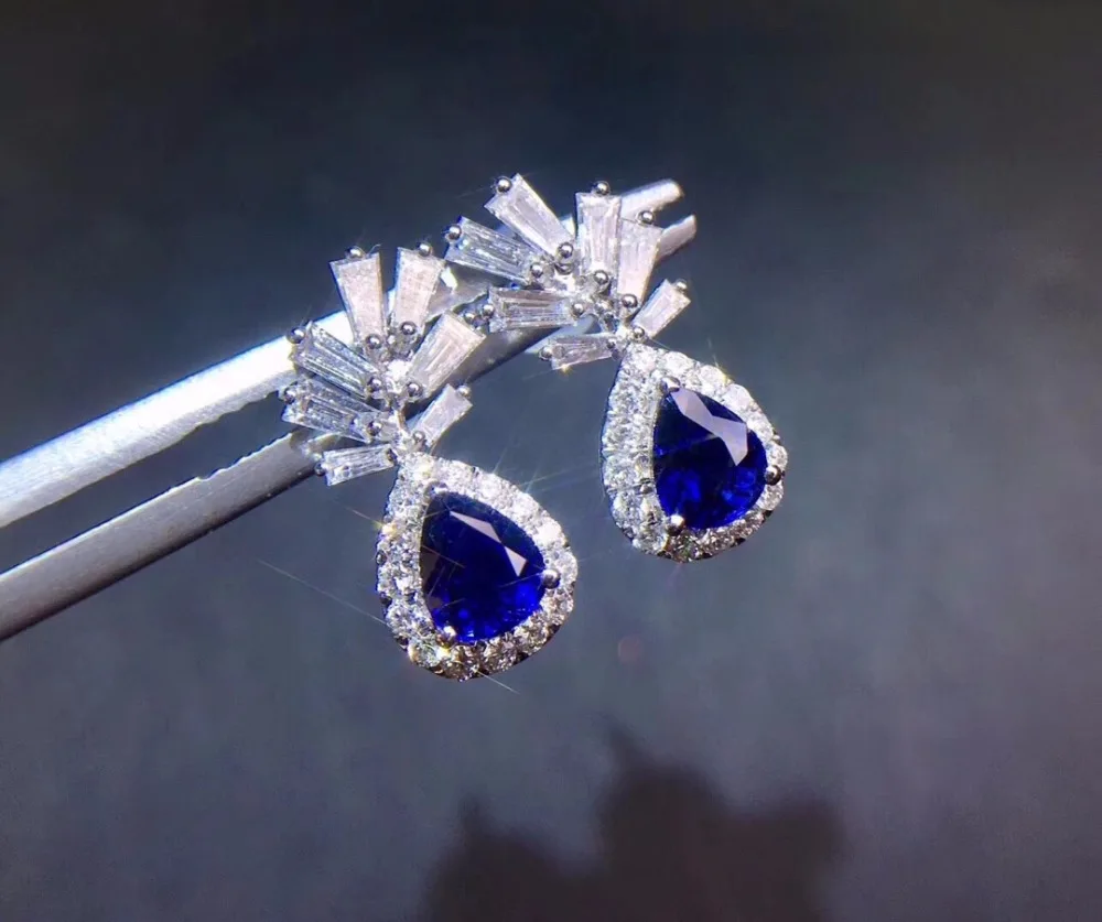 Fine Jewelry Real Pure 18 K White Gold AU750 100% Natural Royal Blue Sapphire Gemstones 1ct Origin Stud Earrings for Women
Fine Jewelry Real Pure 18 K White Gold AU750 100% Natural Royal Blue Sapphire Gemstones 1ct Origin Stud Earrings for Women