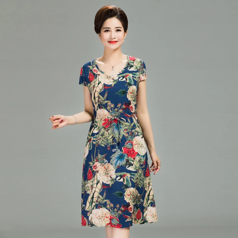 Summer woman short-sleeved dress cotton silk long section women's print skirt loose floral cotton silk dress
Summer woman short-sleeved dress cotton silk long section women's print skirt loose floral cotton silk dress