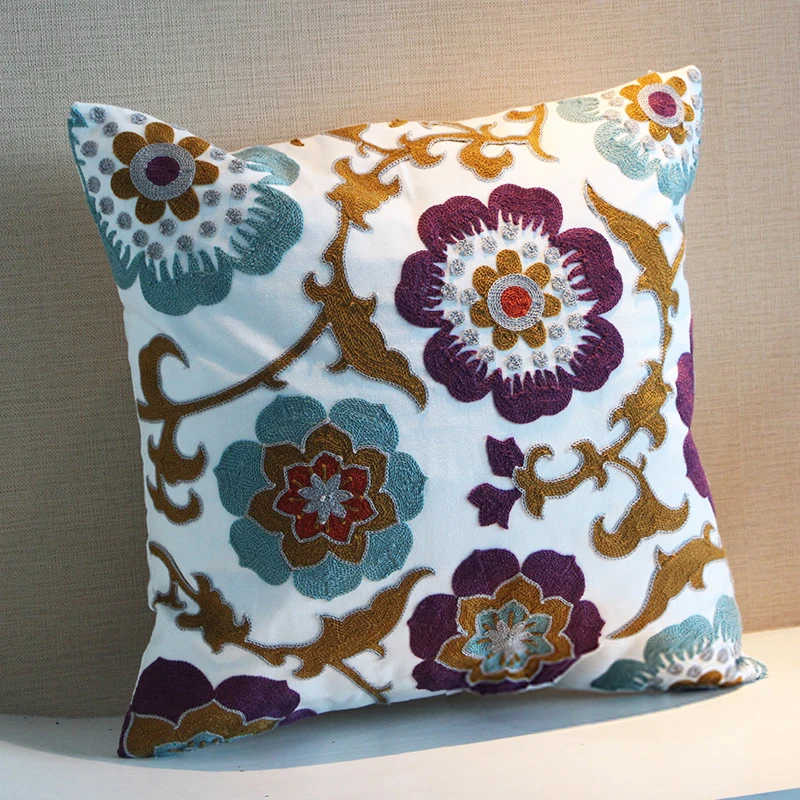 Square Pillow Cotton Cushion Car Waist Bed Backrest Pillow Hand-embroidered Flower Garden Pillow Cojines Decorativos 45*45cm
Square Pillow Cotton Cushion Car Waist Bed Backrest Pillow Hand-embroidered Flower Garden Pillow Cojines Decorativos 45*45cm