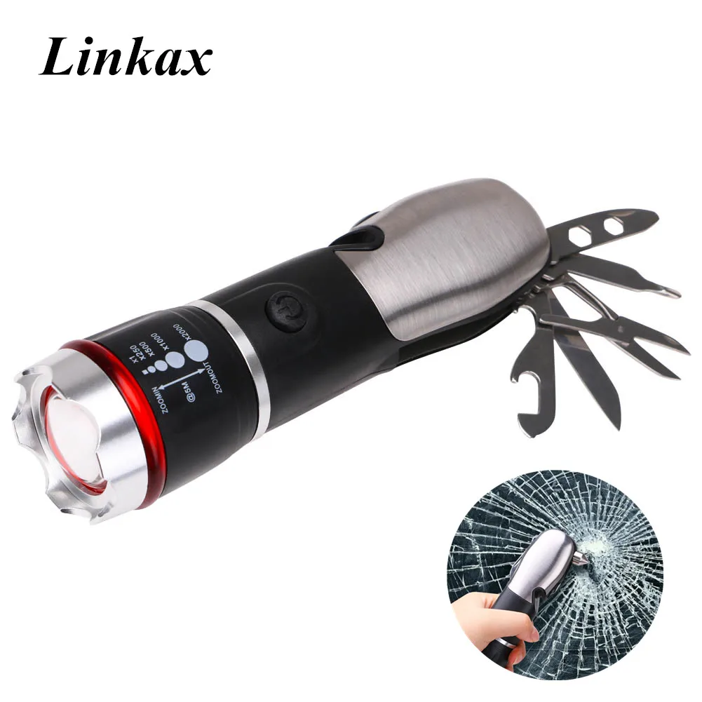 Multi-function LED Flashlight Zoomable Tactical LED Flashlight Lamp Torch With Survival Tool Set for Outdoor Camping Hiking
Multi-function LED Flashlight Zoomable Tactical LED Flashlight Lamp Torch With Survival Tool Set for Outdoor Camping Hiking