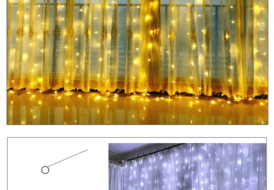 300LEDs Christmas Holiday Lighting 3X3 Meters 18W IP44 Waterproof Xmas Garden Garland Indoor Bedroom Curtain Decoration Lamps (14)