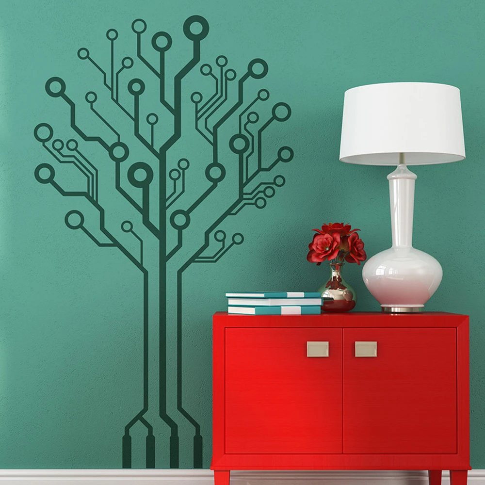Circuit Tree Geek Wall Decal Baby Nursery Kids Room Geekery Computer Science Circuit Board Wall Sticker Bedroom Vinyl Decor (1)