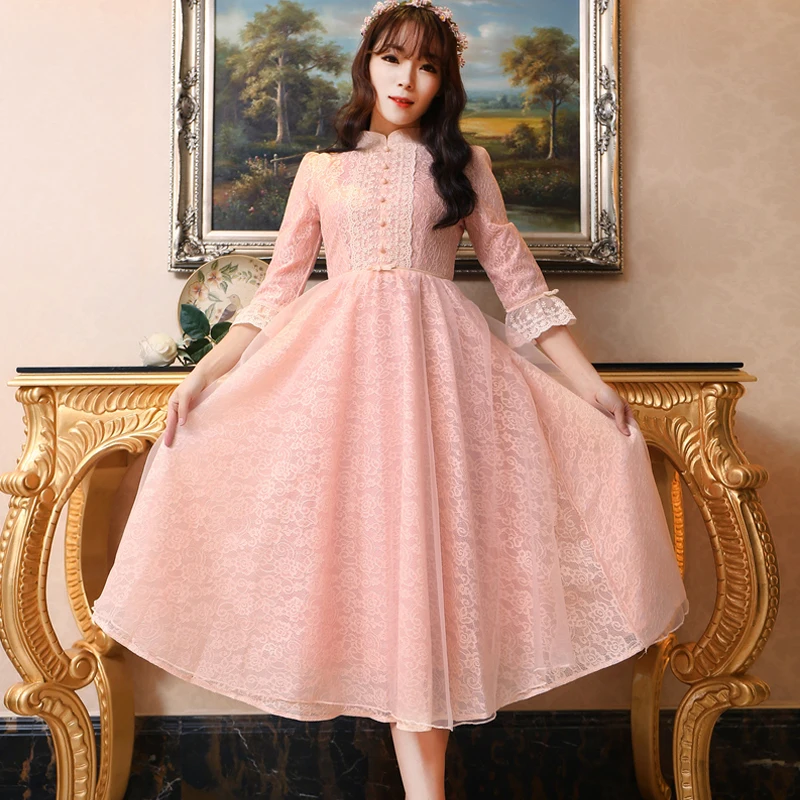 Free Shipping 2017 Spring and Summer New Arrival Retro Stand Collar Three-quarter Sleeve Women Gauze Lace Long Dress
Free Shipping 2017 Spring and Summer New Arrival Retro Stand Collar Three-quarter Sleeve Women Gauze Lace Long Dress