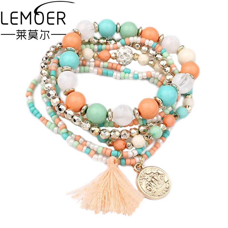 LEMOER 6pcs/set Bohemian Handmade Multilayer Colorful Beads Coin Tassel Bracelets & Bangles For Women Pulseira Accessories Gift
LEMOER 6pcs/set Bohemian Handmade Multilayer Colorful Beads Coin Tassel Bracelets & Bangles For Women Pulseira Accessories Gift