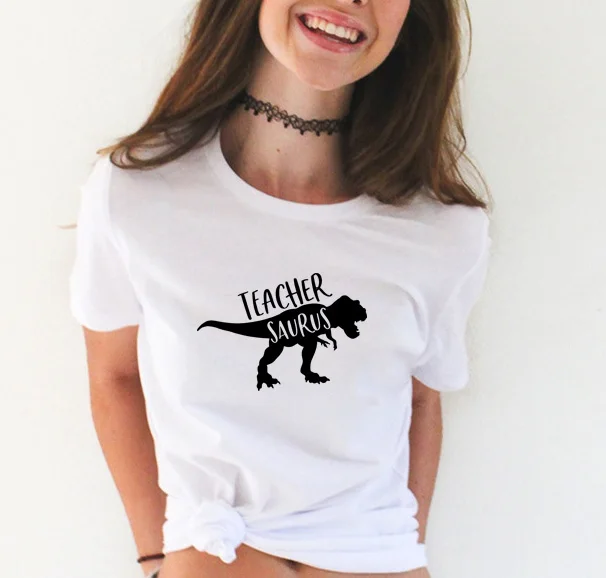 TEACHER SAURUS Harajuku T-shirt Women Streetwear Cotton tee shirt Femme Black White Shorts Sleeve Women T shirt Tops
TEACHER SAURUS Harajuku T-shirt Women Streetwear Cotton tee shirt Femme Black White Shorts Sleeve Women T shirt Tops