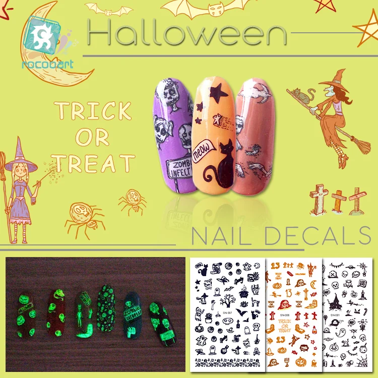 Rocooart Halloween Nail Sticker DIY Adhesive Nail Art Sticker Luminous Nail Art Decor Party Beauty Tips Glowing Nail Decals
Rocooart Halloween Nail Sticker DIY Adhesive Nail Art Sticker Luminous Nail Art Decor Party Beauty Tips Glowing Nail Decals