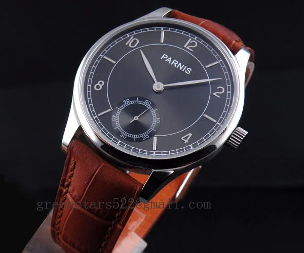 44mm parnis gray dial ST asia 6498 Mechanical manual wind brown leather strap mens watch P31
44mm parnis gray dial ST asia 6498 Mechanical manual wind brown leather strap mens watch P31
