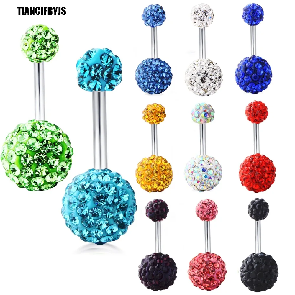 TIANCIFBYJS 1pcs Woman Belly Button rings Crystal Ball Navel Piercing Body Jewelry 14G Nombril Ombligo Screw Barbelly Ear
TIANCIFBYJS 1pcs Woman Belly Button rings Crystal Ball Navel Piercing Body Jewelry 14G Nombril Ombligo Screw Barbelly Ear