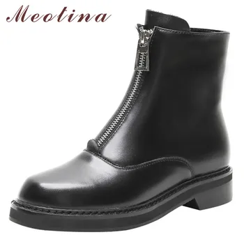 Meotina Autumn Ankle Boots Women Natural Genuine Leather Square Heels Short Boots Zipper Round Toe Shoes Female Winter Size 3-10
Meotina Autumn Ankle Boots Women Natural Genuine Leather Square Heels Short Boots Zipper Round Toe Shoes Female Winter Size 3-10