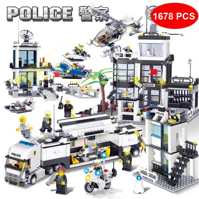 KAZI compatible City Police Station sets model Building kits Blocks cops vehicle boat Helicopter Bricks kids Toys child
KAZI compatible City Police Station sets model Building kits Blocks cops vehicle boat Helicopter Bricks kids Toys child