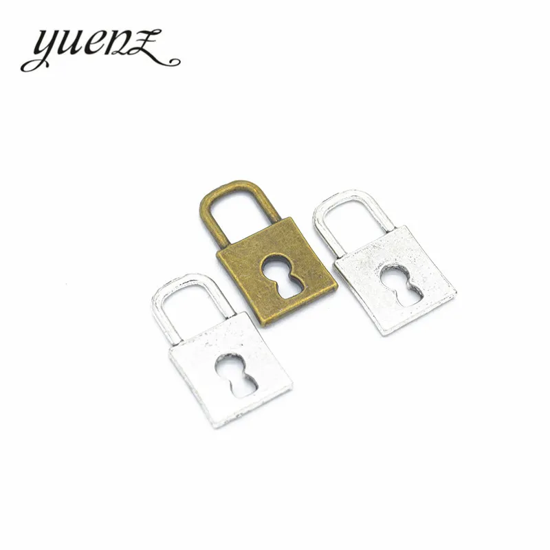 

YuenZ 10 pcs Antique silver Plated lock Charm Pendants for Jewelry Making DIY Accessories Jewelry Findings 24*13mm O111