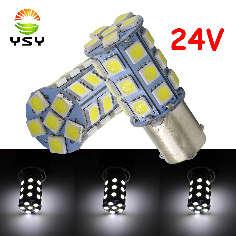 

YSY 24V 1156 LED Car Brake 1156 LED Bulb 1156 Ba15s P21W 27SMD 27 SMD 5050 Backup Turn Signal Tail Light White car styling 200X