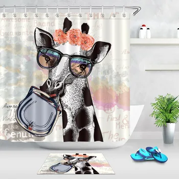 LB Giraffe in Hipster Glasses holding Female Bag Extra Long Shower Curtain Set Bathroom Waterproof Fabric For Art Bathtub Decor
LB Giraffe in Hipster Glasses holding Female Bag Extra Long Shower Curtain Set Bathroom Waterproof Fabric For Art Bathtub Decor