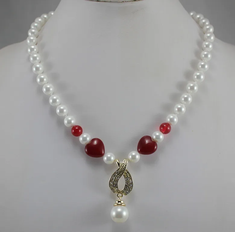generious 8mm white shell pearl mixed red jade necklace 14mm designed white pearl pendant necklace
generious 8mm white shell pearl mixed red jade necklace 14mm designed white pearl pendant necklace