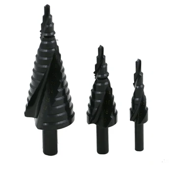 3Pcs HSS Step Cone Taper Drill Bit Set Titanium Nitride Coated Spiral Metal Hole Cutter Loch Power Tools kit Metric 4-12/20/32mm
3Pcs HSS Step Cone Taper Drill Bit Set Titanium Nitride Coated Spiral Metal Hole Cutter Loch Power Tools kit Metric 4-12/20/32mm