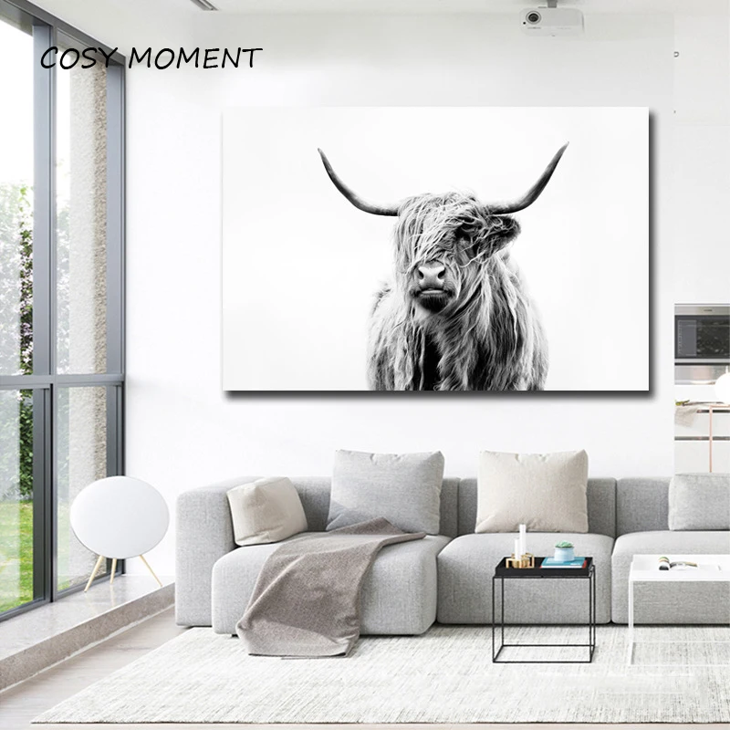 COSY MOMENT Nordic Poster Highland Cow Yak Canvas Painting Black And White Poster Nursery Decor affiche noir et bla ZS117 
COSY MOMENT Nordic Poster Highland Cow Yak Canvas Painting Black And White Poster Nursery Decor affiche noir et bla ZS117