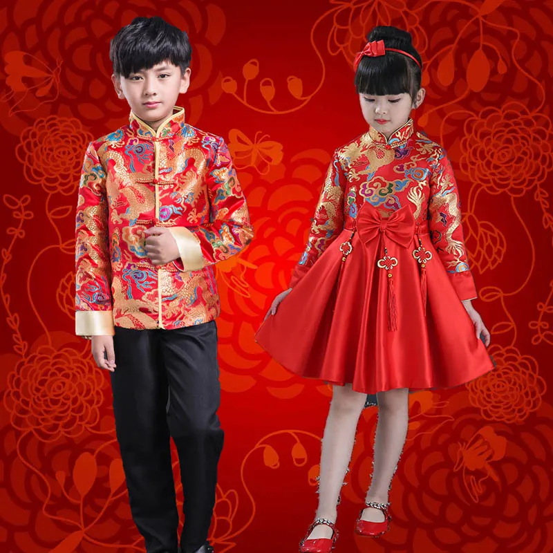 Chinese Ancient Kids Girl Boy Hanfu tang Costume Dynasty Photographic Dress