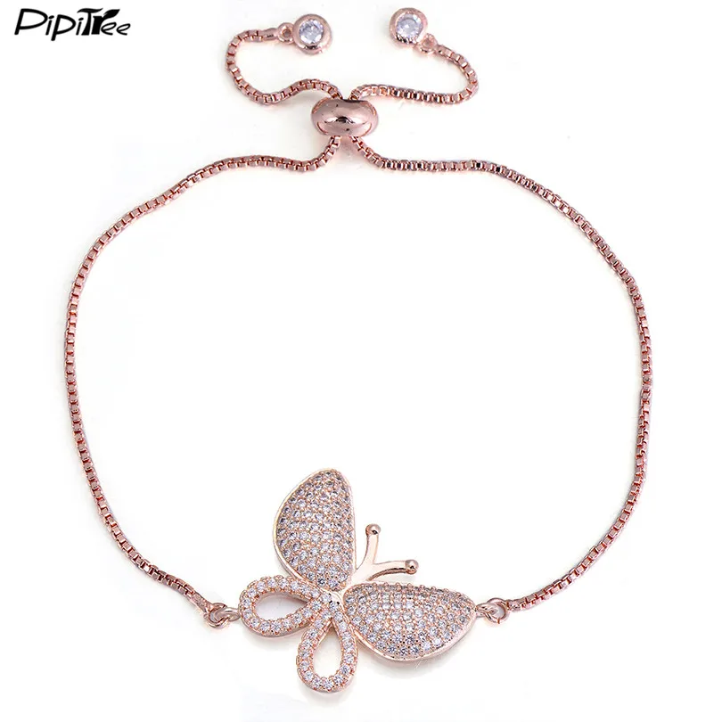 Pipitree Luxury Micro Pave Zircon Stone Big Butterfly Bracelet Femme Slider Chain Rose Gold Color Charm Bracelets Women Jewelry
Pipitree Luxury Micro Pave Zircon Stone Big Butterfly Bracelet Femme Slider Chain Rose Gold Color Charm Bracelets Women Jewelry