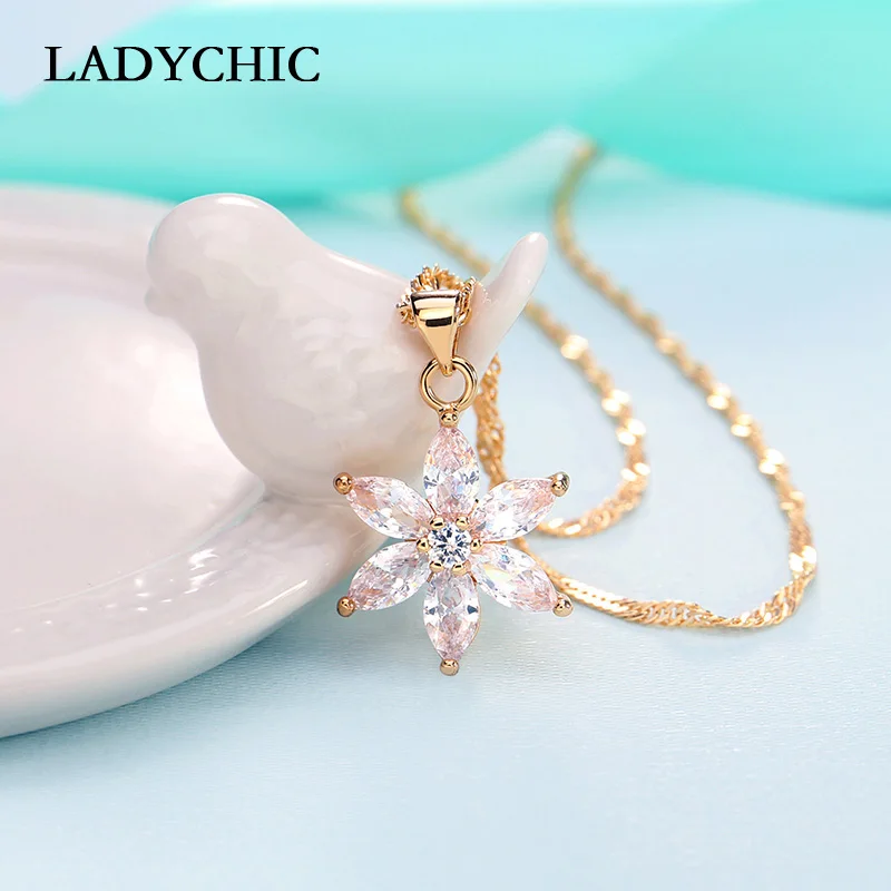 LADYCHIC Luxury Clear Zircon Flower Necklace Sweater Chain AAA Crystal Pendant Necklaces for Women Girls Fashion Jewelry LN1138
LADYCHIC Luxury Clear Zircon Flower Necklace Sweater Chain AAA Crystal Pendant Necklaces for Women Girls Fashion Jewelry LN1138