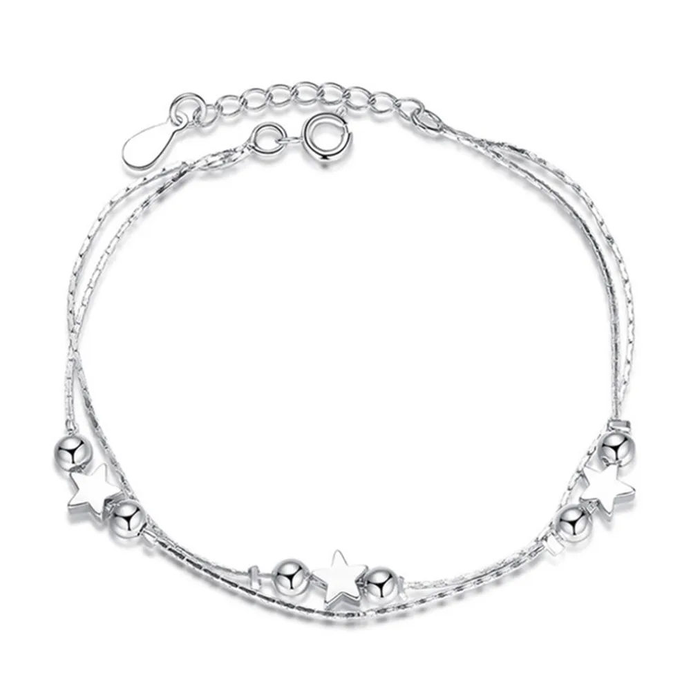 Brand Fashion Silver Jewelry Chain & Link Bracelets Ladies Star Ball Bracelet Female Simple Original Retro Wind 17+3CM
Brand Fashion Silver Jewelry Chain & Link Bracelets Ladies Star Ball Bracelet Female Simple Original Retro Wind 17+3CM