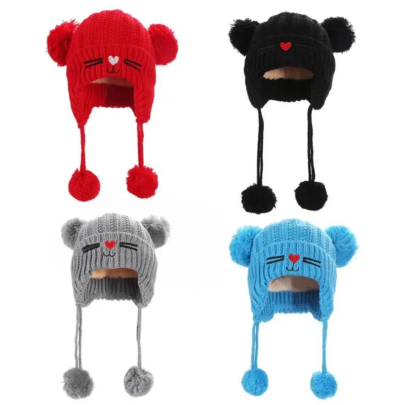 Cute Kids Baby Girls Boys Cat Print Pom Pom Beanie Hat Cap 2018 Knitted Fleece Ears Protector Warm Winter Autumn Hats for 6M-4Y
Cute Kids Baby Girls Boys Cat Print Pom Pom Beanie Hat Cap 2018 Knitted Fleece Ears Protector Warm Winter Autumn Hats for 6M-4Y