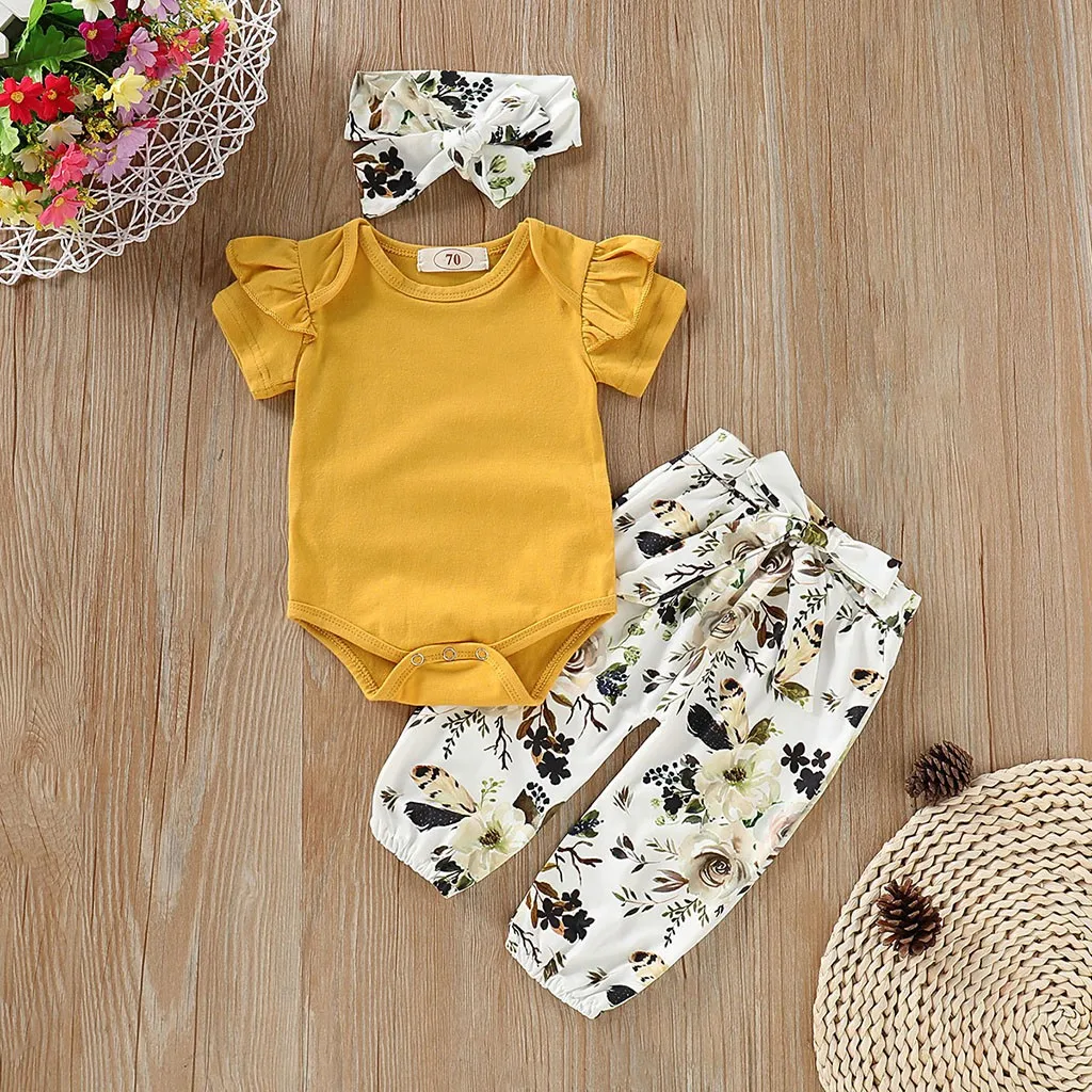 3PCS Newborn Summer 2019 Baby Girl Clothes Fashion Solid Bodysuit+Floral Pants+Headband Baby Girl Set Infant Baby Clothing
3PCS Newborn Summer 2019 Baby Girl Clothes Fashion Solid Bodysuit+Floral Pants+Headband Baby Girl Set Infant Baby Clothing