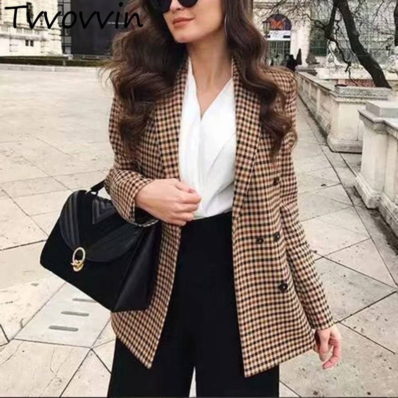 TVVOVVIN Women Fashion Double Breasted Plaid Blazer Long Sleeve Slim OL Blazer 2019 Casual Autumn Jacket Blazer Female 9899
TVVOVVIN Women Fashion Double Breasted Plaid Blazer Long Sleeve Slim OL Blazer 2019 Casual Autumn Jacket Blazer Female 9899