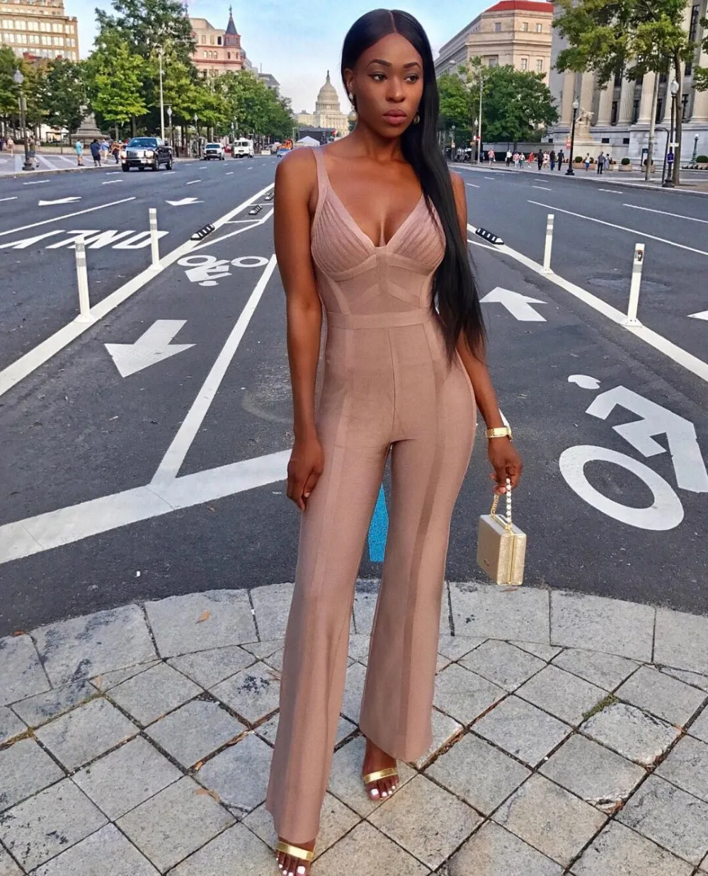 Top Quality Sexy Women Jumpsuit Strap Army Green Flare Trousers Bandage Jumpsuit
Top Quality Sexy Women Jumpsuit Strap Army Green Flare Trousers Bandage Jumpsuit