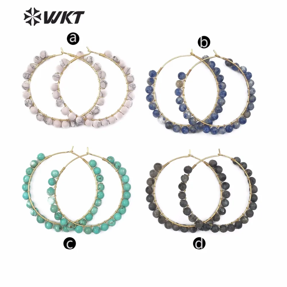 WT-E513 Ethnic Style Design Large Metal Circle Natural Stone Earring Jewelry Multicolor Round Gem-stone Beads Charm Earrings
WT-E513 Ethnic Style Design Large Metal Circle Natural Stone Earring Jewelry Multicolor Round Gem-stone Beads Charm Earrings