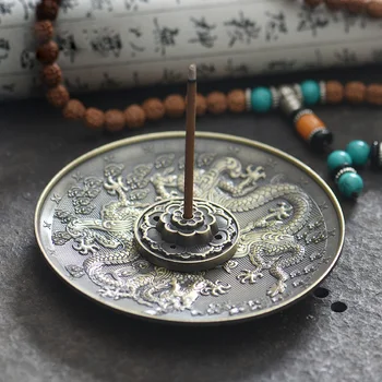 

Zinc Alloy Dragon Lotus Incense Burner Holder Joss Stick Tibetan Incense Censer Aroma Sticks Disc Aromatherapy Home Decoration